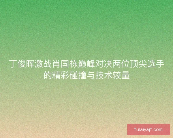丁俊晖激战肖国栋巅峰对决两位顶尖选手的精彩碰撞与技术较量