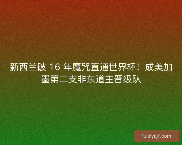 新西兰破 16 年魔咒直通世界杯！成美加墨第二支非东道主晋级队