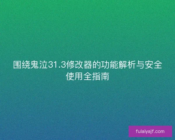 围绕鬼泣31.3修改器的功能解析与安全使用全指南